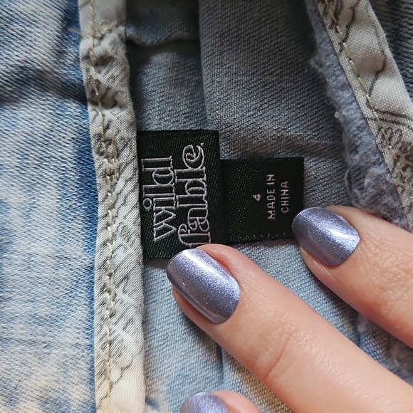 2 for $10 Light Blue Floral Embroidered Denim Mini Skirt - Picture 5 of 5